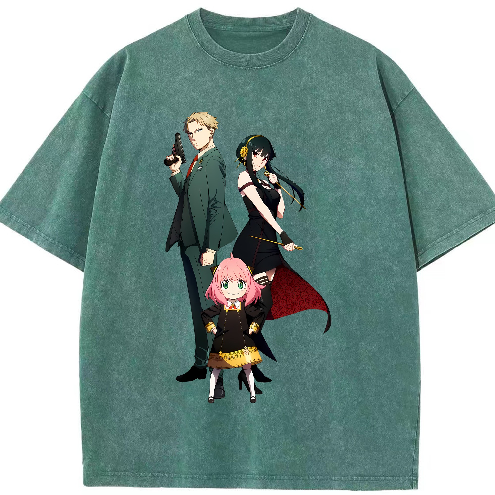 （画像用） SPY×FAMILY间谍家家酒 綿100% ヴィンテージ風 半袖Tシャツ（フロントプリント）